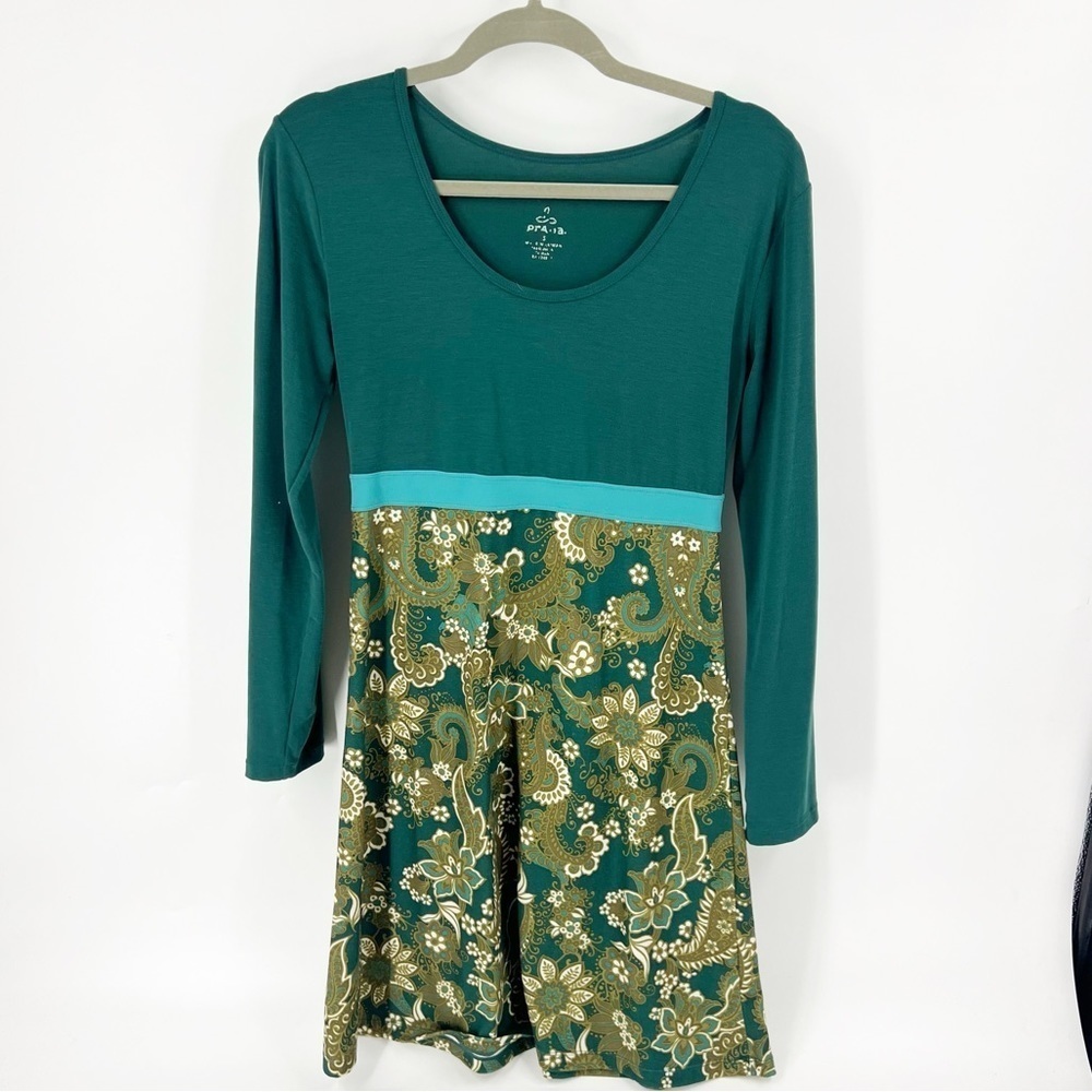 ✅ Prana Kaley Green Paisley Jersey Knit Dress SMALL